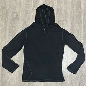 Volcom Men's Black Hooded Shirt Large